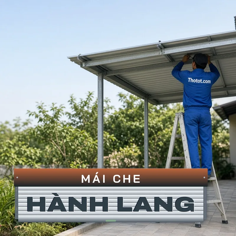 Làm mái che hành lang nối các khối nhà vườn