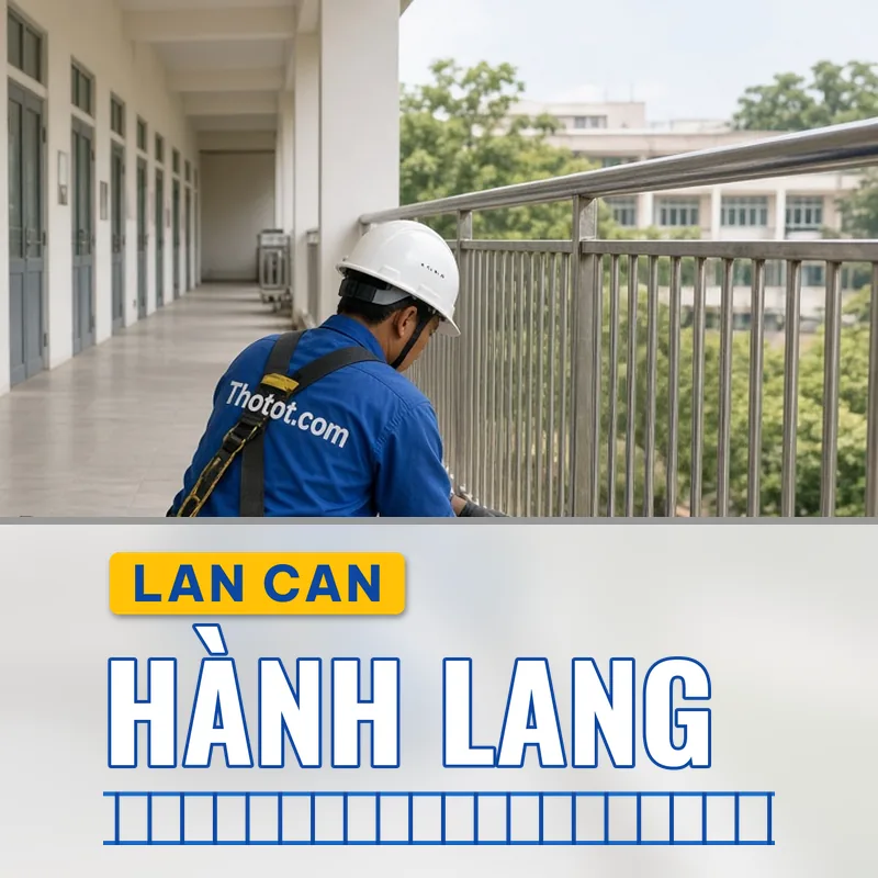 Lắp, sửa lan can hành lang trường học