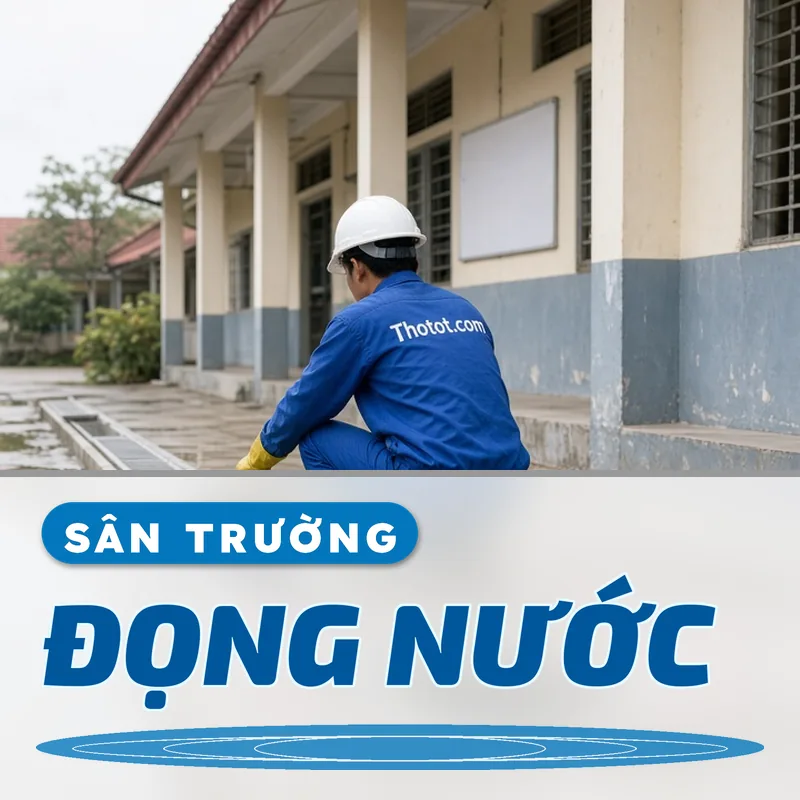 Xử lý sân trường bị đọng nước