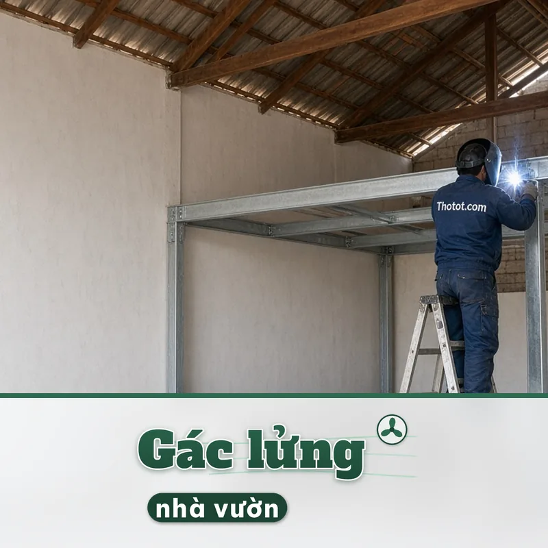Làm gác lửng dưới mái nhà vườn