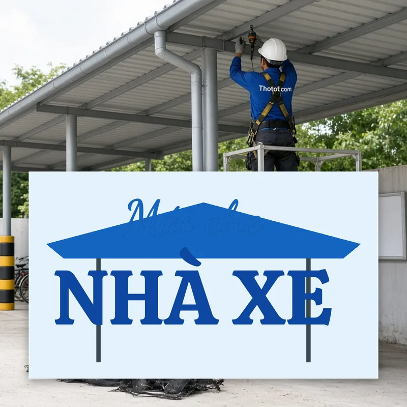 Làm mái che khu để xe trường học