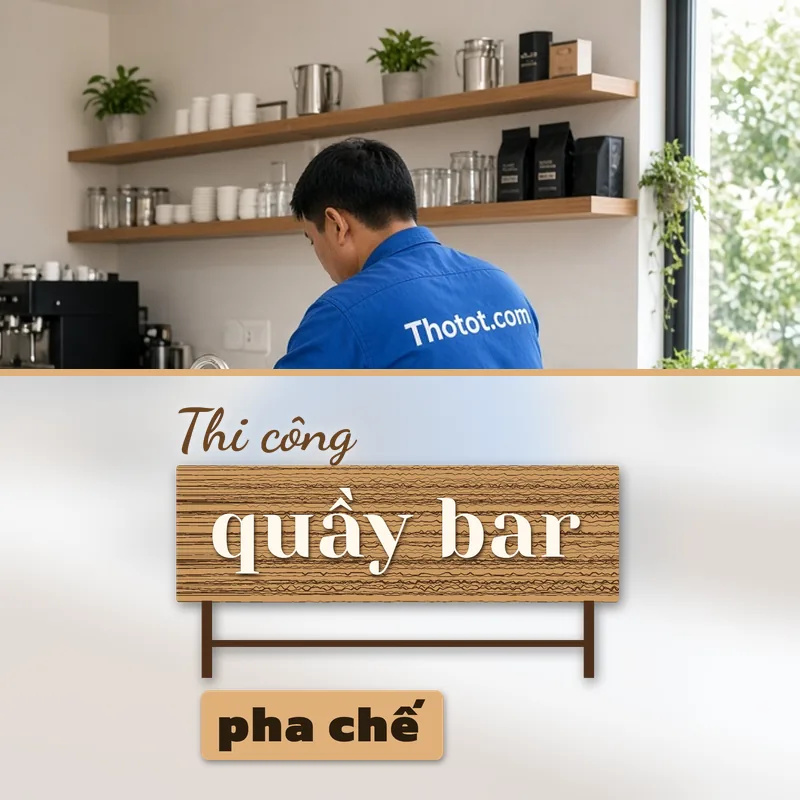 Thi công quầy bar pha chế quán café