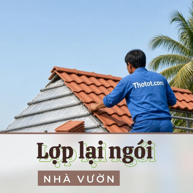Lợp lại mái ngói nhà vườn