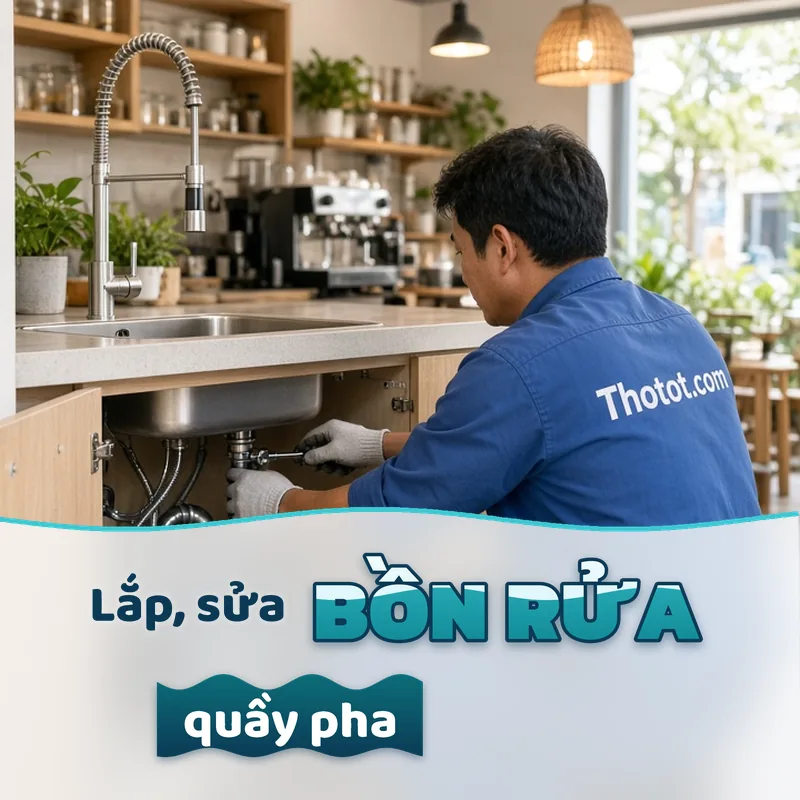 Lắp, sửa bồn rửa quầy pha chế quán café