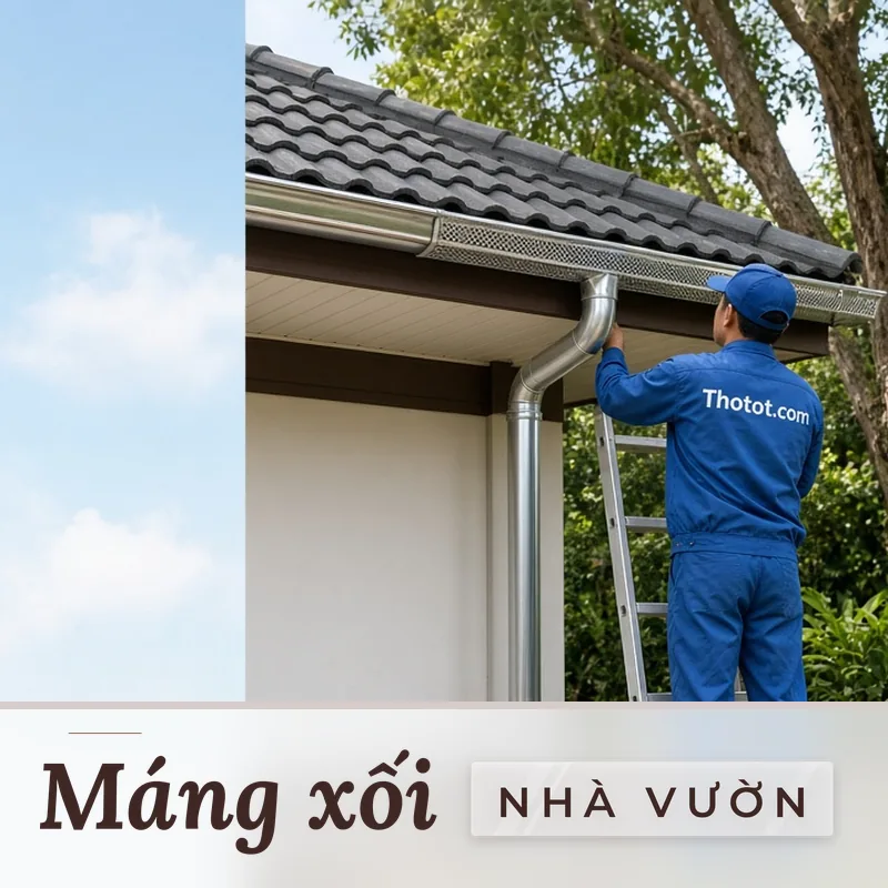 Lắp, sửa máng xối mái nhà vườn