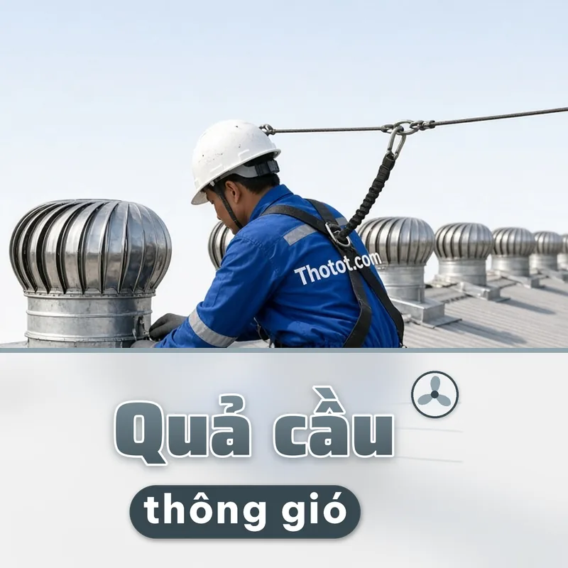 Lắp, sửa quả cầu thông gió mái nhà xưởng