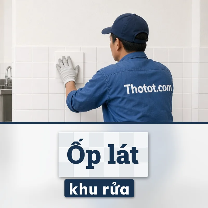 Ốp lát khu rửa, sơ chế quán café
