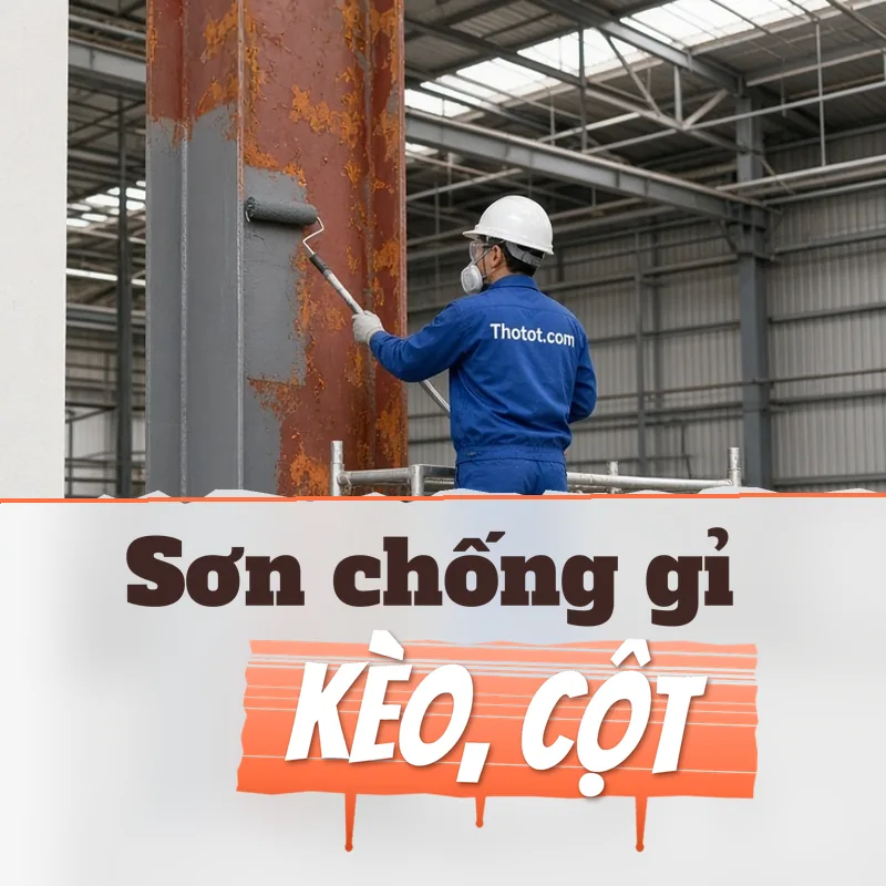 Sơn chống gỉ kèo, cột thép nhà xưởng