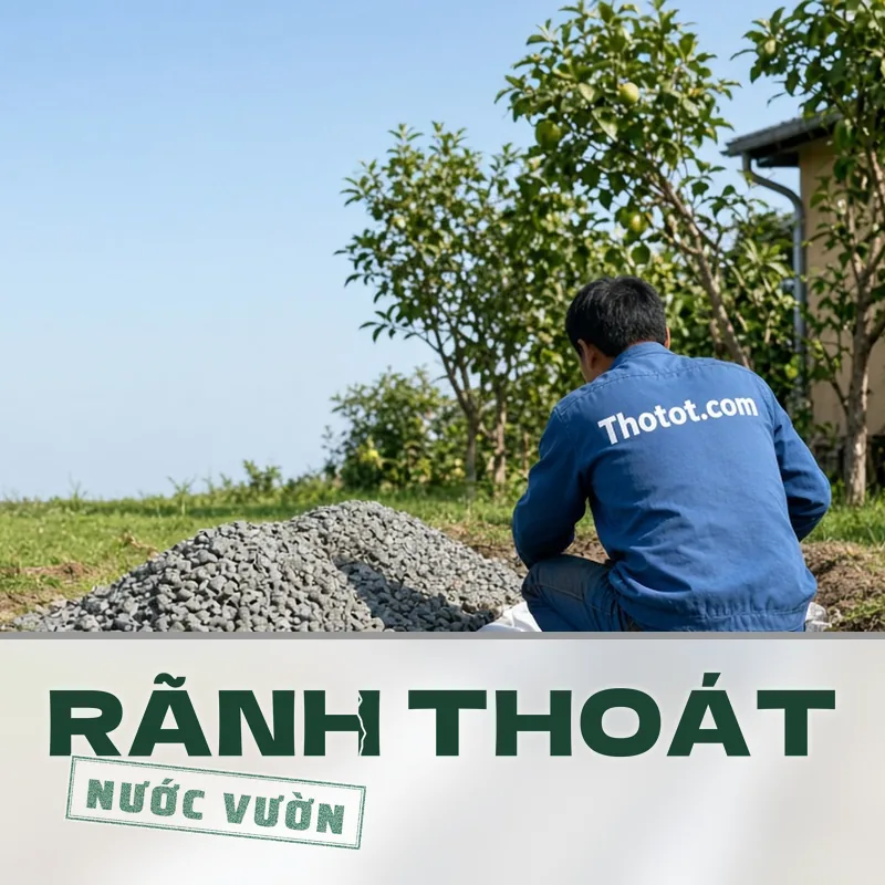Làm rãnh, ống thoát nước sân vườn nhà vườn