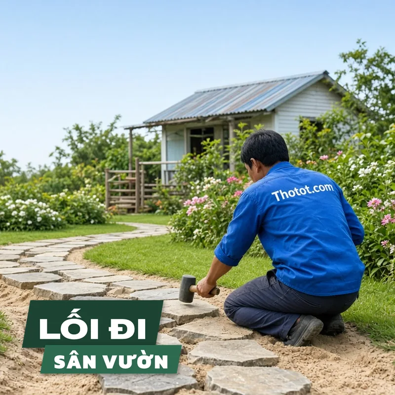 Lát lối đi sân vườn nhà vườn