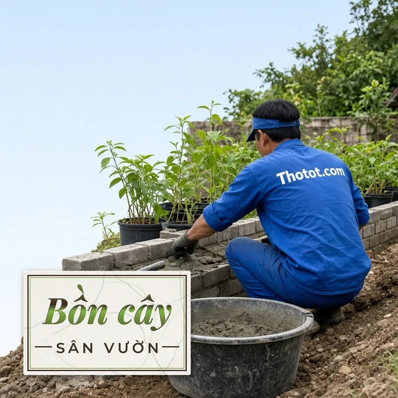 Xây, sửa bồn cây, tường kè sân vườn nhà vườn