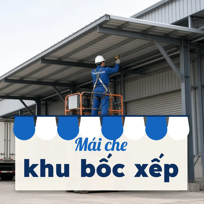 Làm mái che khu bốc xếp nhà xưởng