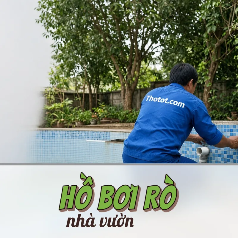 Xử lý hồ bơi nhà vườn bị rò nước