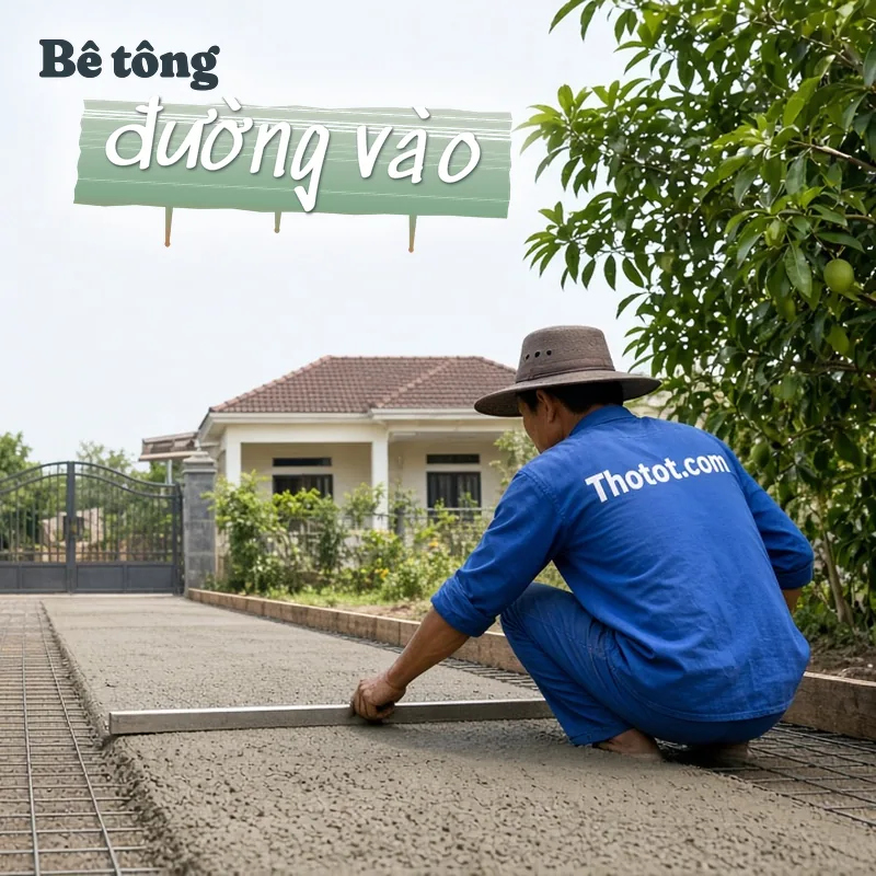 Đổ bê tông đường vào nhà vườn