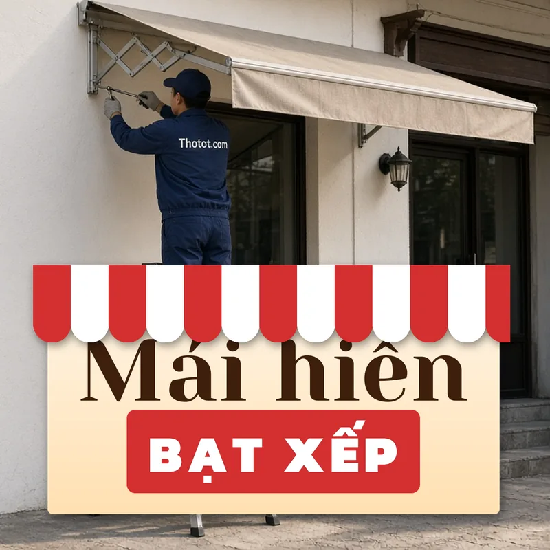 Lắp, sửa mái hiên, bạt xếp nhà hàng