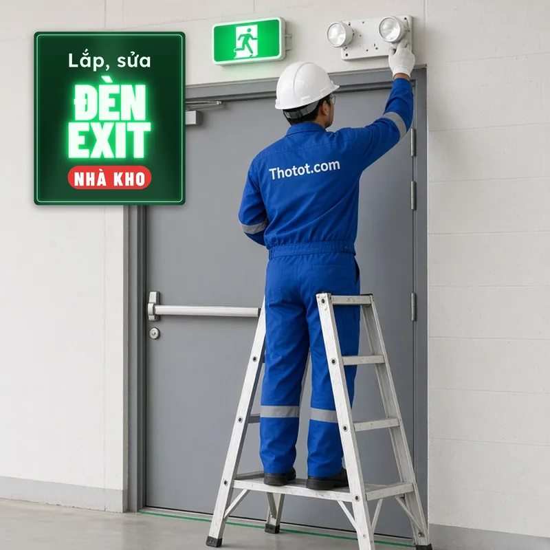 Lắp, sửa đèn exit, đèn sự cố nhà kho