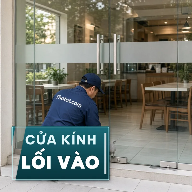 Lắp, sửa cửa kính lối vào nhà hàng