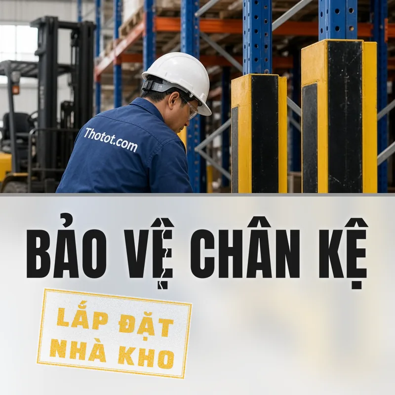 Lắp bảo vệ chân kệ, chân cột nhà kho