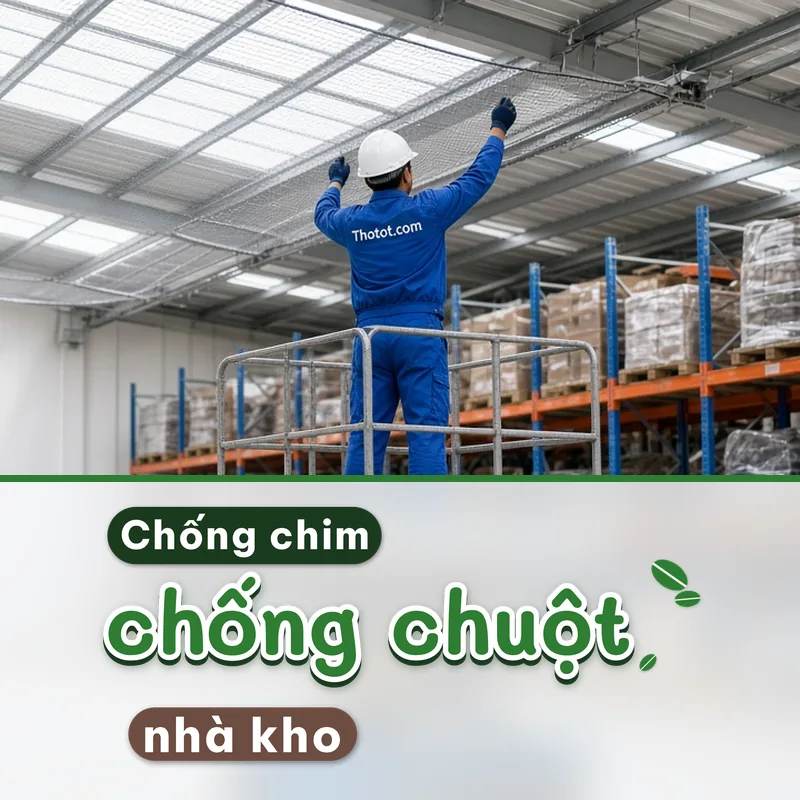 Lắp lưới chống chim, chống chuột nhà kho