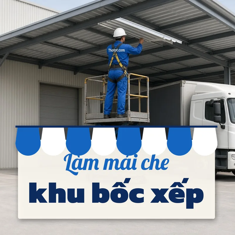 Làm mái che khu bốc xếp nhà kho