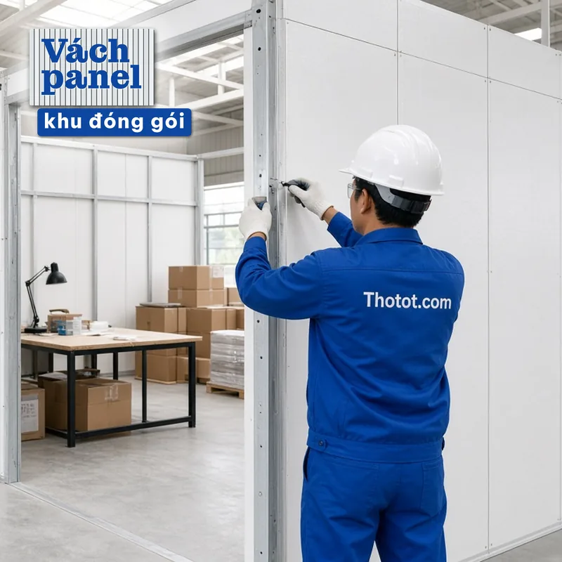 Làm vách panel ngăn khu đóng gói nhà kho