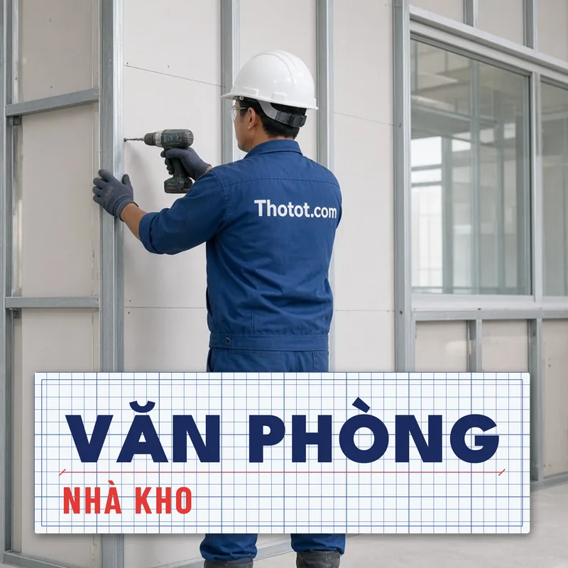 Làm văn phòng kho bằng vách thạch cao, panel