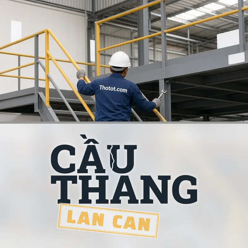 Lắp, sửa cầu thang, lan can sàn lửng nhà xưởng