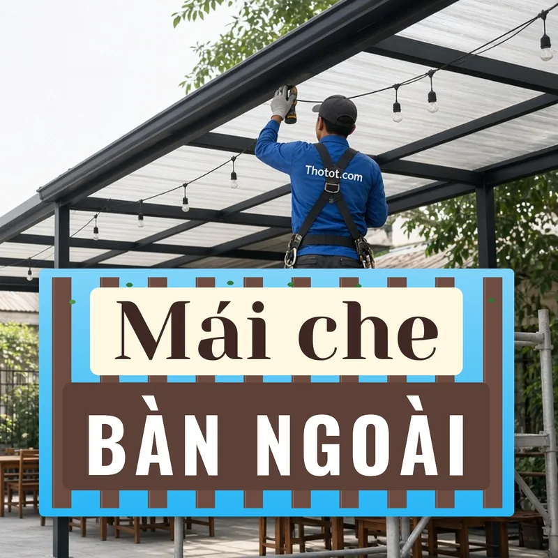Lắp mái che, pergola khu bàn ngoài trời nhà hàng
