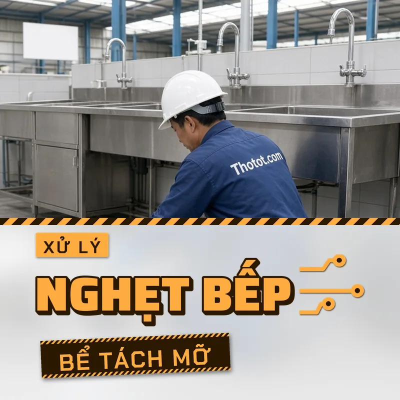 Xử lý nghẹt thoát nước, bể tách mỡ nhà bếp nhà xưởng