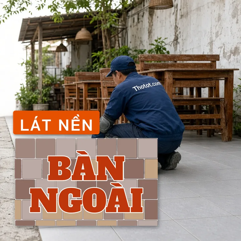 Lát nền khu bàn ngoài trời nhà hàng