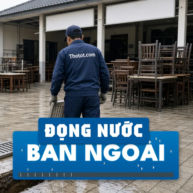 Xử lý khu bàn ngoài trời bị đọng nước