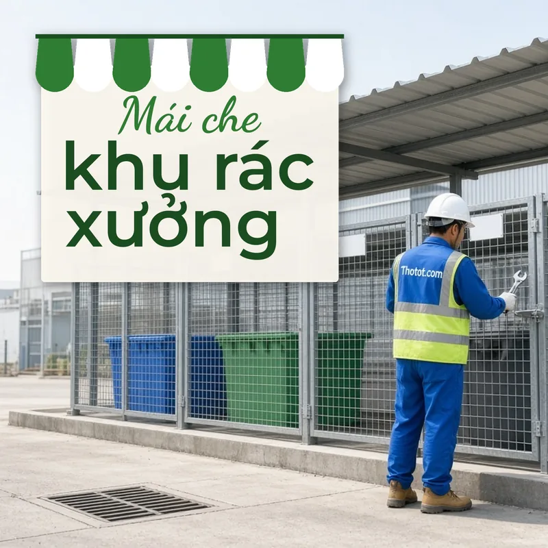 Làm mái che, nền khu rác thải nhà xưởng