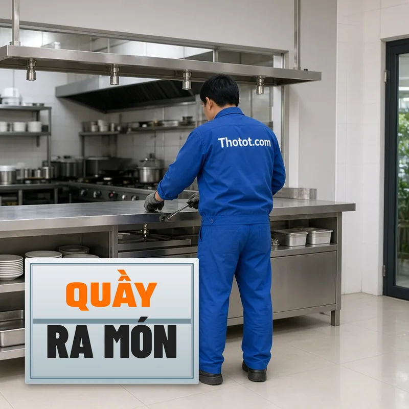 Thi công quầy ra món, quầy phục vụ nhà hàng
