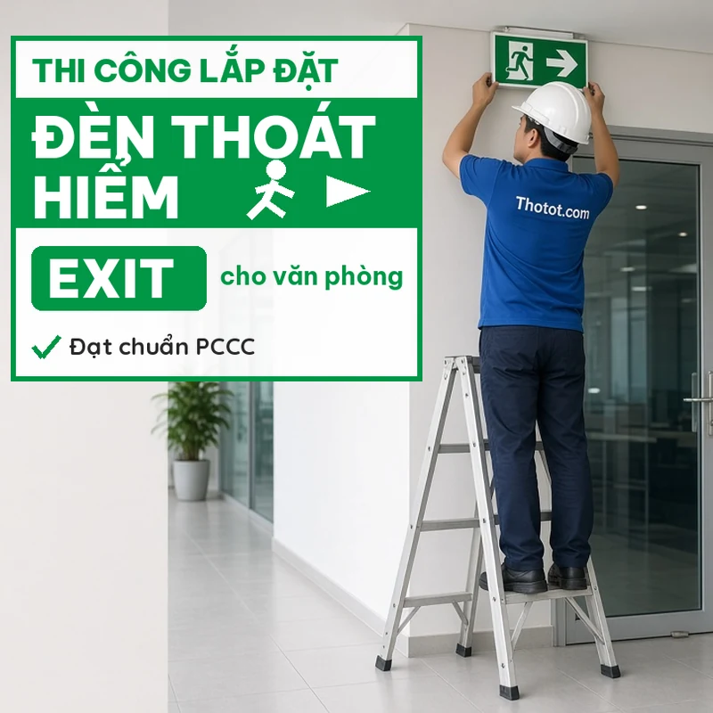 Thi công lắp đặt đèn thoát hiểm Exit cho văn phòng
