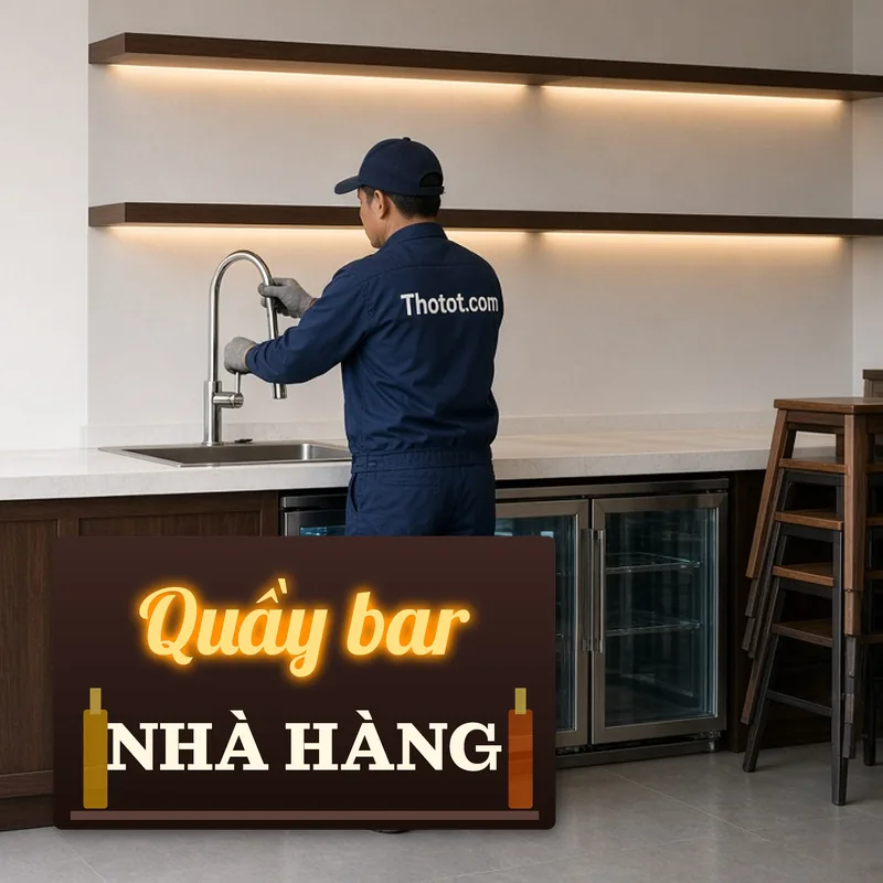 Thi công quầy bar nhà hàng