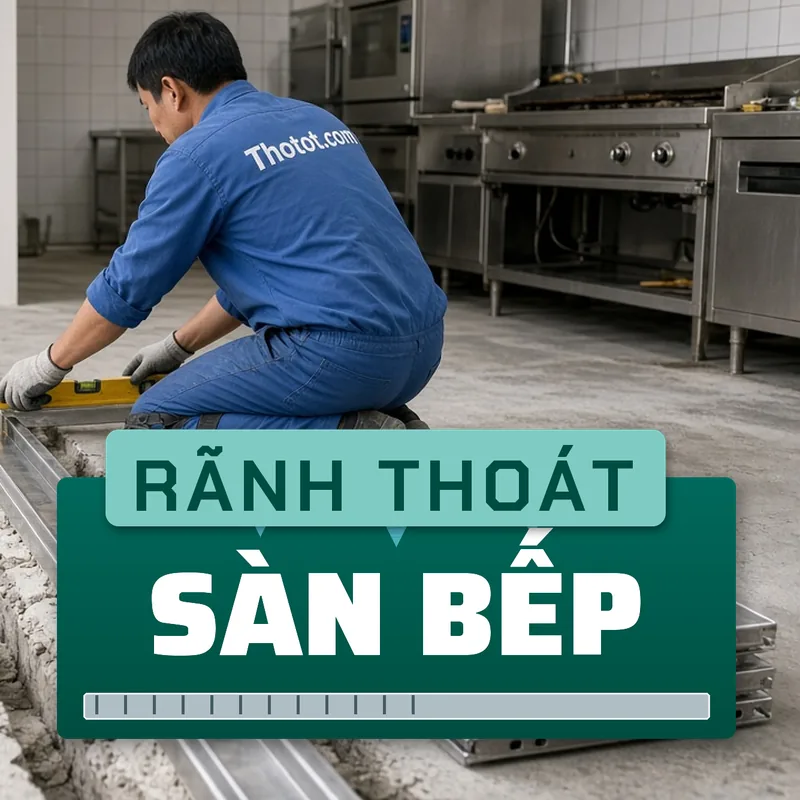Làm rãnh thu nước, ga thoát sàn bếp nhà hàng