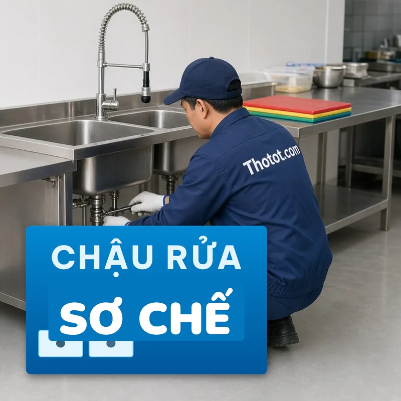 Lắp, sửa chậu rửa, bàn inox khu sơ chế nhà hàng