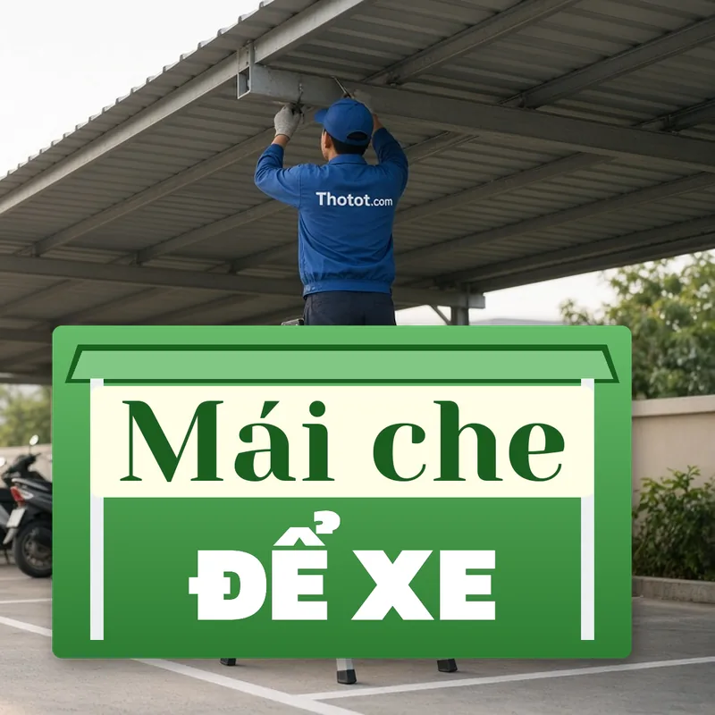 Làm mái che khu để xe nhà hàng