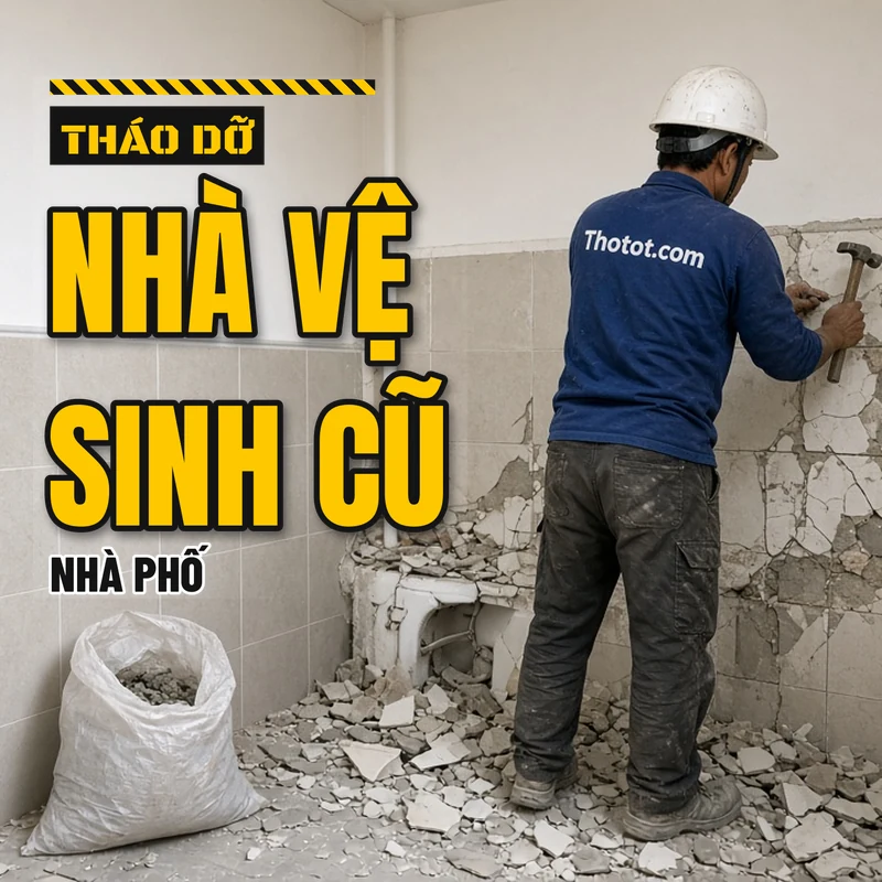 Tháo dỡ nhà vệ sinh cũ nhà phố