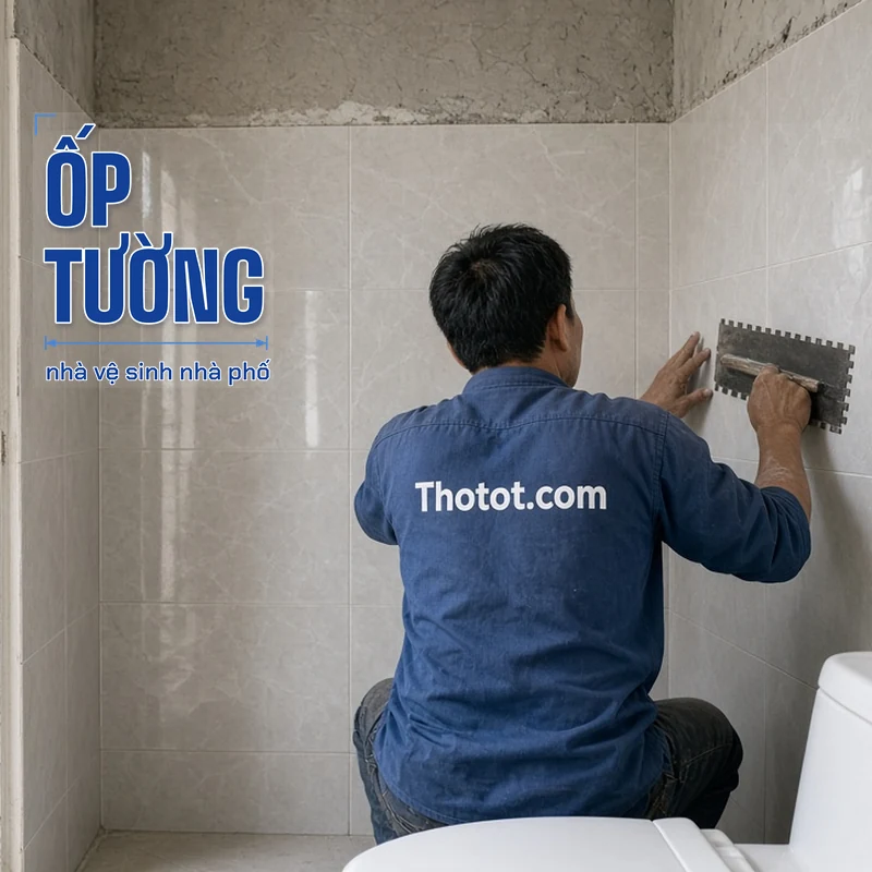 Ốp tường nhà vệ sinh nhà phố