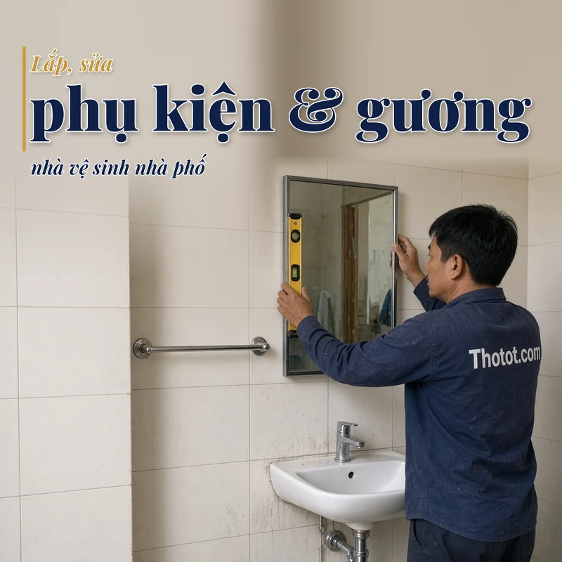 Lắp, sửa phụ kiện & gương nhà vệ sinh nhà phố