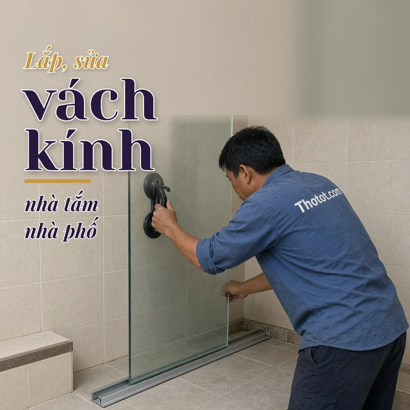 Lắp, sửa vách kính nhà tắm nhà phố