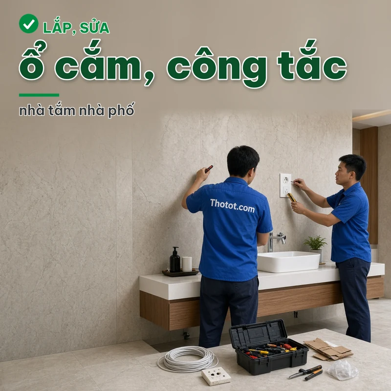 Lắp, sửa ổ cắm, công tắc nhà tắm nhà phố