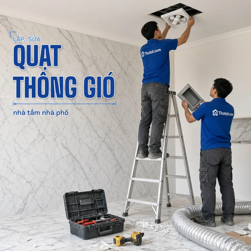 Lắp, sửa quạt thông gió nhà tắm nhà phố