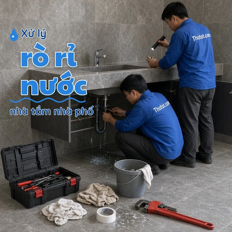 Xử lý rò rỉ nước nhà tắm nhà phố