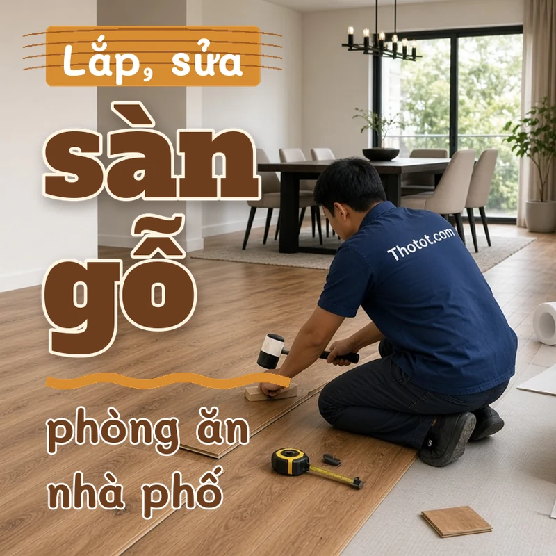 Lắp, sửa sàn gỗ phòng ăn nhà phố