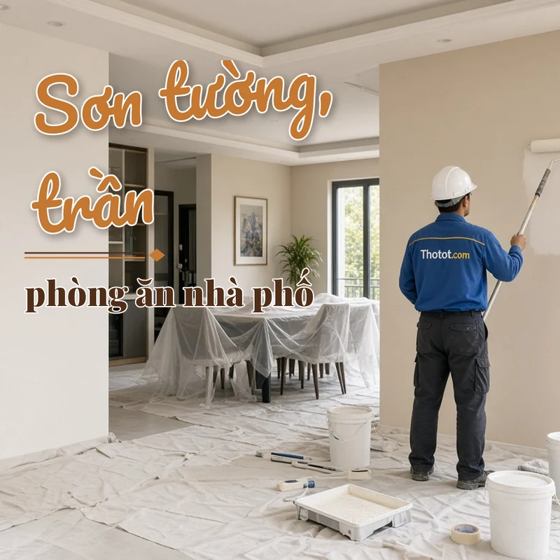 Sơn tường, trần phòng ăn nhà phố