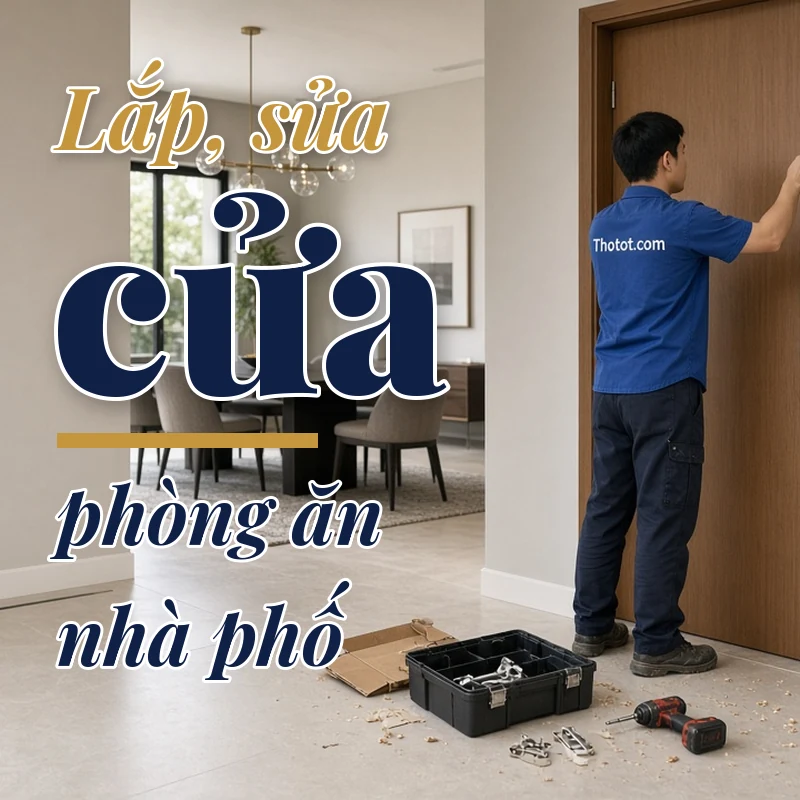 Lắp, sửa cửa phòng ăn nhà phố