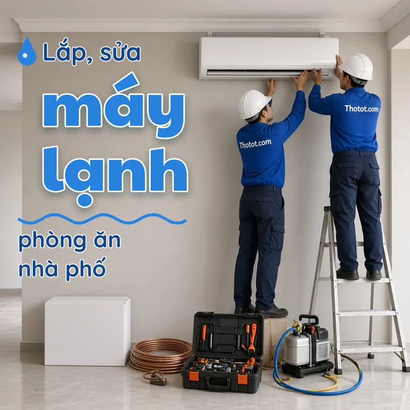 Lắp, sửa máy lạnh phòng ăn nhà phố