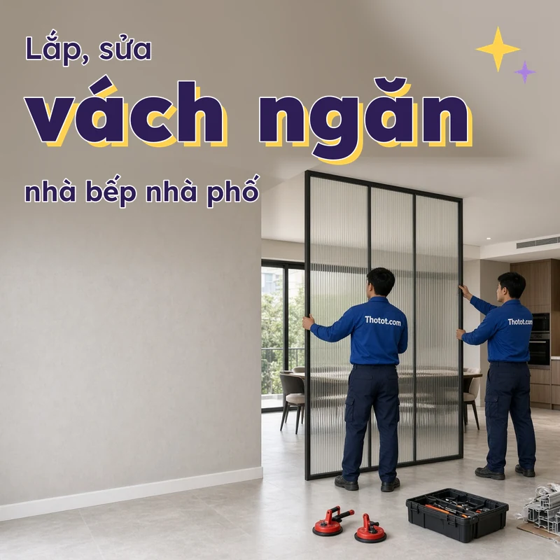 Lắp, sửa vách ngăn nhà bếp nhà phố